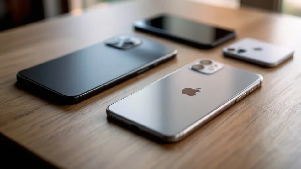 різні iPhone лежать на столі, Flux Pro