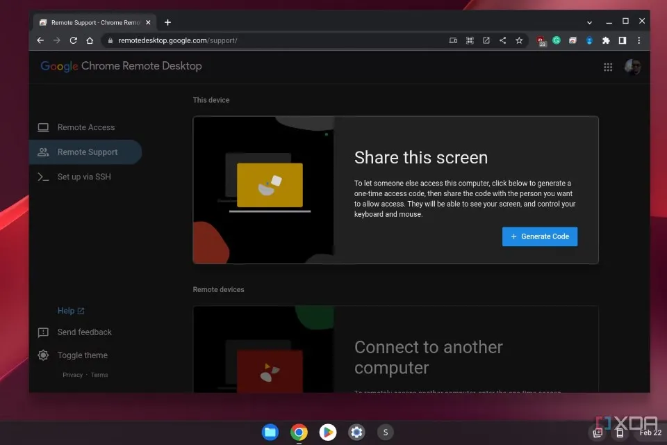 Chrome Remote Desktop, XDA