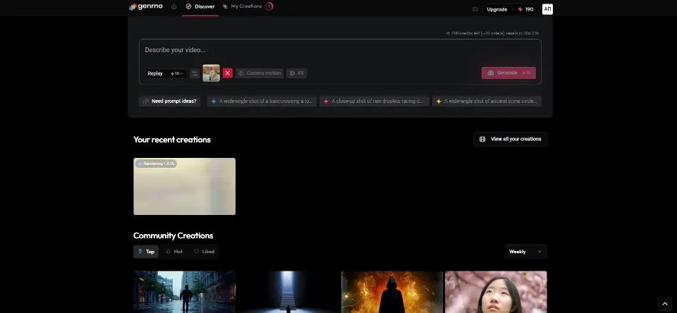 інтерфейс сервісу Genmo