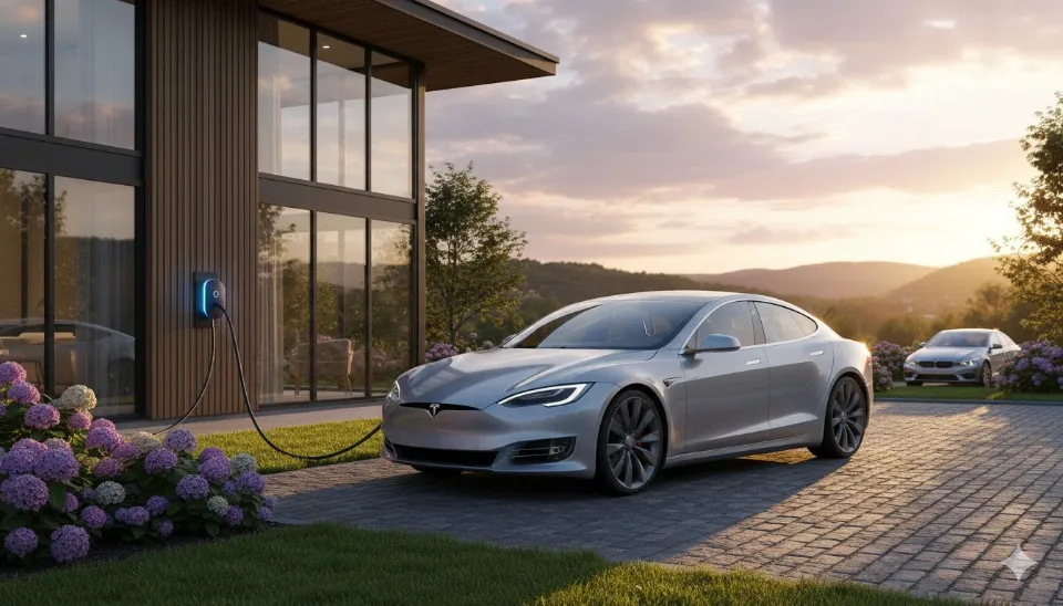 електромобіль біля будинку