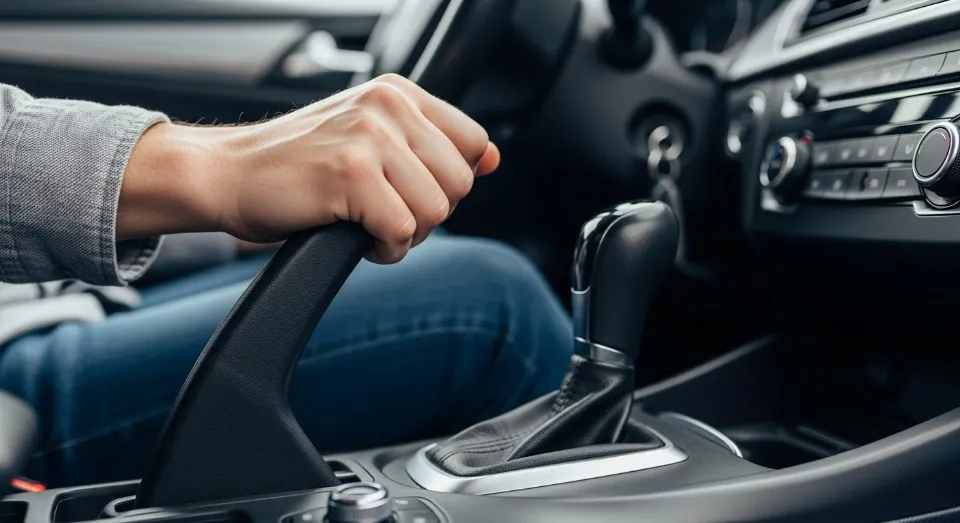 водитель поставил авто на ручник